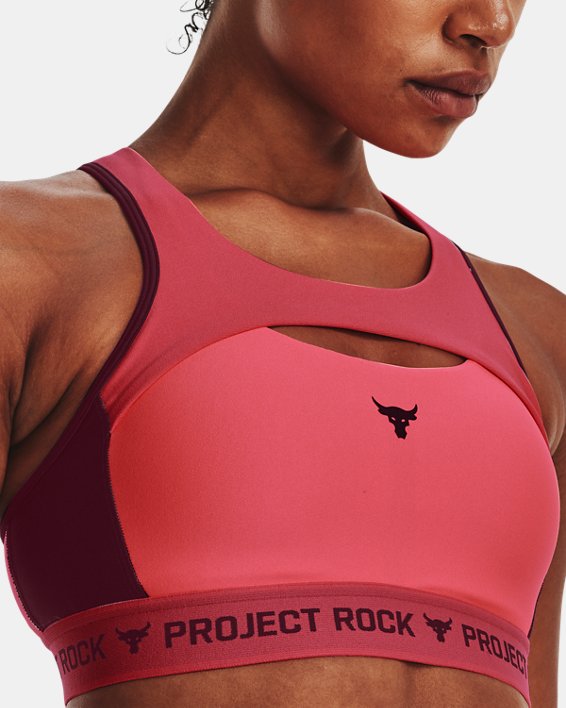 Women's Project Rock Crossback Sports Bra, Red, pdpMainDesktop image number 9